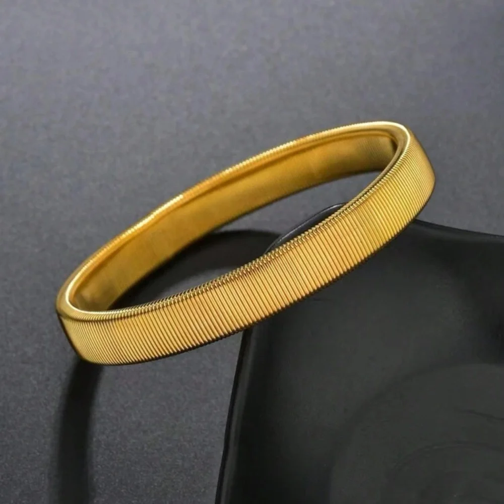 Men Stainless Steel Punk Style Elastic Metal Armband Bracelet - Picture 16 of 16